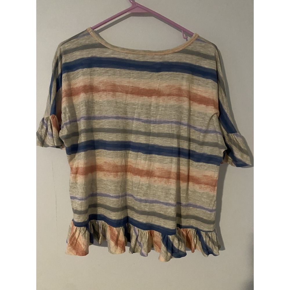 Stylish MultiColor  Stripped Cato C Est 1946 Dressy Top Medium Ruffles Flowy